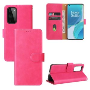 For OnePlus 9 Solid Color Skin Feel Magnetic Buckle Horizontal Flip Calf Texture PU Leather Case with Holder & Card Slots & Wallet(Rose Red) (OEM)