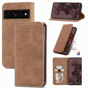 For Google Pixel 7 Pro 5G Retro Skin Feel Magnetic Leather Phone Case(Brown) (OEM)