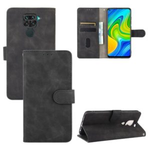 For Xiaomi Redmi Note 9 Solid Color Skin Feel Magnetic Buckle Horizontal Flip Calf Texture PU Leather Case with Holder & Card Slots & Wallet(Black) (OEM)