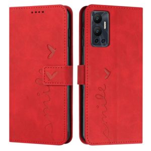 For Infinix Hot 12 Skin Feel Heart Pattern Leather Phone Case(Red) (OEM)