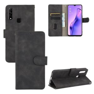 For OPPO A8 / A31 (2020) Solid Color Skin Feel Magnetic Buckle Horizontal Flip Calf Texture PU Leather Case with Holder & Card Slots & Wallet(Black) (OEM)