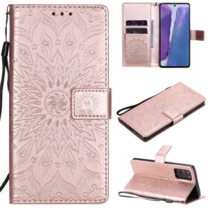 For Samsung Galaxy Note20 5G Sun Embossing Pattern Horizontal Flip Leather Case with Card Slot & Holder & Wallet & Lanyard(Rose Gold) (OEM)