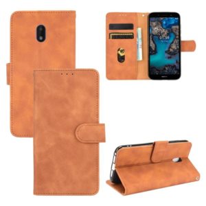 For Nokia C1 Plus Solid Color Skin Feel Magnetic Buckle Horizontal Flip Calf Texture PU Leather Case with Holder & Card Slots & Wallet(Brown) (OEM)