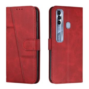 For Tecno Spark 7 Pro Stitching Calf Texture Buckle Leather Phone Case(Red) (OEM)