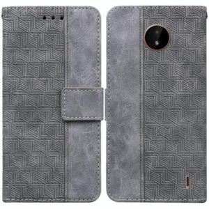 For Nokia C20 / C10 Geometric Embossed Leather Phone Case(Grey) (OEM)