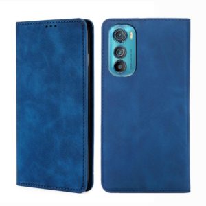 For Motorola Edge 30 Skin Feel Magnetic Horizontal Flip Leather Phone Case(Blue) (OEM)