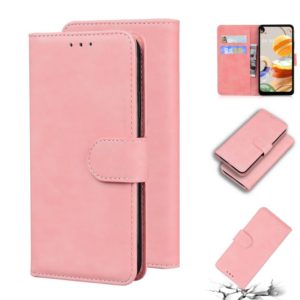 For LG K61 Skin Feel Pure Color Flip Leather Phone Case(Pink) (OEM)