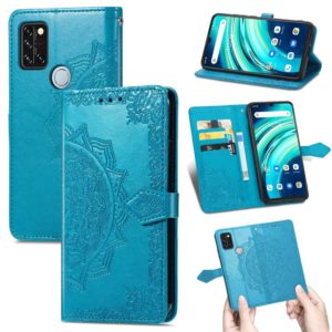 For UMIDIGI A9 Pro Mandala Flower Embossed Horizontal Flip Leather Case with Holder & Three Card Slots & Wallet & Lanyard(Blue) (OEM)