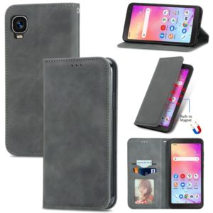 For TCL A509DL / A3 Retro Skin Feel Magnetic Horizontal Flip Leather Phone Case(Gray) (OEM)