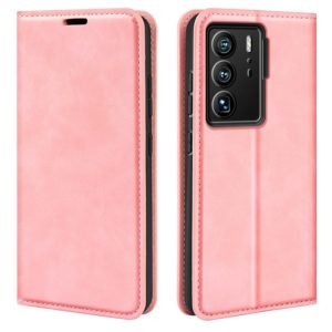 For ZTE Axon 40 Ultra Retro-skin Magnetic Suction Leather Phone Case(Pink) (OEM)