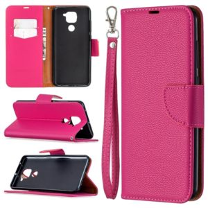 For Xiaomi Redmi Note 9 Litchi Texture Pure Color Horizontal Flip Leather Case with Holder & Card Slots & Wallet & Lanyard(Rose Red) (OEM)