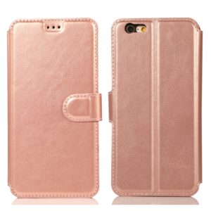 For iPhone 6 / 6s Calf Texture Magnetic Buckle Horizontal Flip Leather Case with Holder & Card Slots & Wallet & Photo Frame(Rose Gold) (OEM)