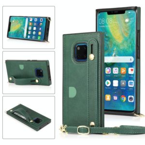For Huawei Mate 20 Pro Wrist Strap PU+TPU Shockproof Protective Case with Crossbody Lanyard & Holder & Card Slot(Green) (OEM)
