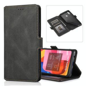 For Samsung Galaxy A20s Retro Magnetic Closing Clasp Horizontal Flip Leather Case with Holder & Card Slots & Photo Frame & Wallet(Black) (OEM)