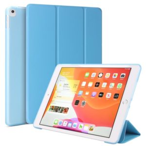 Three-folding Surface PU Leather TPU Matte Soft Bottom Case with Holder & Sleep / Wake-up Function For iPad 10.2 2021 / 2020 / 2019 / iPad Pro 10.5 inch(Sky blue) (OEM)
