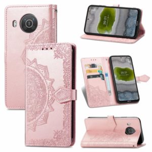 For Nokia X10 Mandala Flower Embossed Horizontal Flip Leather Case with Bracket / Card Slot / Wallet / Lanyard(Rose Gold) (OEM)