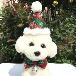 Pet Christmas Hat and Bow Tie Set Holiday Accessories(Hat + Bow Tie) (OEM)