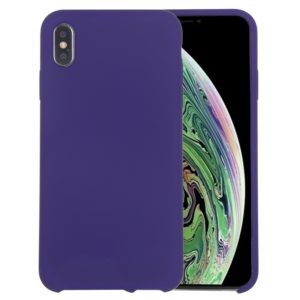 For iPhone X / XS Pure Color Liquid Silicone + PC Dropproof Protective Back Cover Case(Dark Purple) (OEM)