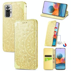 For Xiaomi Redmi Note 10 Pro Blooming Mandala Embossed Pattern Magnetic Horizontal Flip Leather Case with Holder & Card Slots & Wallet(Yellow) (OEM)