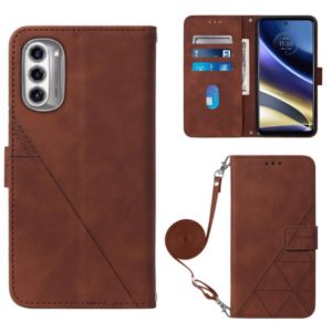For Motorola Moto G52j 5G Crossbody 3D Embossed Flip Leather Phone Case(Brown) (OEM)