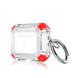 Anti-drop Transparent PC Two-color Earphone Protective Case with Hanging Loop for AirPods 3(Red) (OEM)