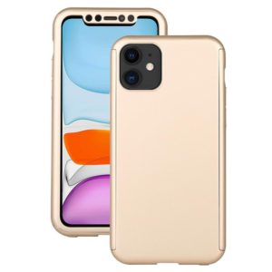 For iPhone 12 mini Shockproof PC Full Coverage Protective Case with Tempered Glass Film (Gold) (OEM)