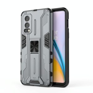 For OnePlus Nord 2 5G Supersonic PC + TPU Shock-proof Protective Case with Holder(Grey) (OEM)