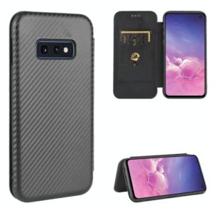 For Samsung Galaxy S10e Carbon Fiber Texture Horizontal Flip TPU + PC + PU Leather Case with Rope & Card Slot(Black) (OEM)