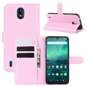 For Nokia 1.3 Litchi Texture Horizontal Flip Protective Case with Holder & Card Slots & Wallet(Pink) (OEM)