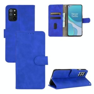 For OnePlus 8T Solid Color Skin Feel Magnetic Buckle Horizontal Flip Calf Texture PU Leather Case with Holder & Card Slots & Wallet(Blue) (OEM)