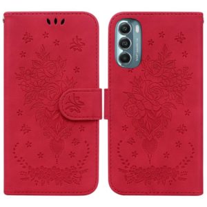 For Motorola Moto G Stylus 5G 2022 Butterfly Rose Embossed Leather Phone Case(Red) (OEM)