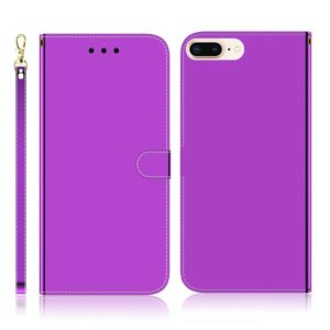 For iPhone 7 Plus / 8 Plus Imitated Mirror Surface Horizontal Flip Leather Case with Holder & Card Slots & Wallet & Lanyard(Purple) (OEM)