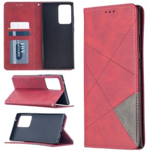 For Samsung Galaxy Note 20 Ultra Rhombus Texture Horizontal Flip Magnetic Leather Case with Holder & Card Slots & Wallet(Red) (OEM)