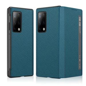 For Huawei Mate X2 Cross Texture Horizontal Flip Leather Phone Case with Smart Touch Call Display ID(Light Blue) (OEM)