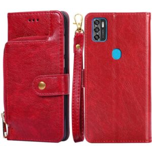 For ZTE Blade A7s 2020 Zipper Bag PU + TPU Horizontal Flip Leather Case with Holder & Card Slot & Wallet & Lanyard(Red) (OEM)