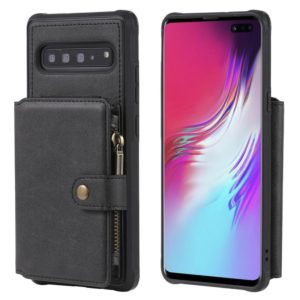 For Galaxy S10 5G Buckle Zipper Shockproof Protective Case with Holder & Card Slots & Wallet & Lanyard & Photos Frames(Black) (OEM)