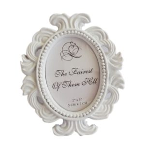 Floral Photo Round Picture Frame Holder Wedding Home Decor(White) (OEM)