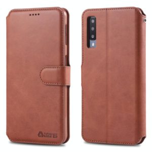 For Galaxy A7 2018 AZNS Calf Texture Magnetic Horizontal Flip PU Leather Case with Holder & Card Slots & Photo Frame(Brown) (AZNS) (OEM)