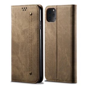 For iPhone 11 Pro Max Denim Texture Casual Style Horizontal Flip Leather Case with Holder & Card Slots & Wallet(Khaki) (OEM)