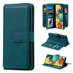 For Samsung Galaxy A51 (5G) Multifunctional Magnetic Copper Buckle Horizontal Flip Solid Color Leather Case with 10 Card Slots & Wallet & Holder & Photo Frame(Dark Green) (OEM)