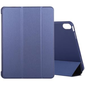 For iPad Air 2022 / 2020 10.9 Silicone 3-Folding Full Coverage Leather Case(Dark Blue) (OEM)