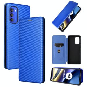For Motorola Moto G51 5G Carbon Fiber Texture Flip Leather Phone Case(Blue) (OEM)
