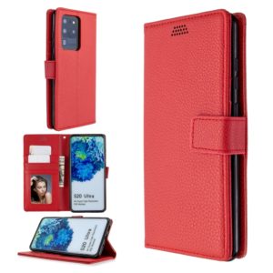 For Samsung Galaxy S20 Ultra Litchi Texture Horizontal Flip Leather Case with Holder & Card Slots & Wallet & Photo Frame(Red) (OEM)