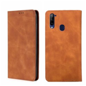 For ZTE Libero 5G Skin Feel Magnetic Flip Leather Phone Case(Light Brown) (OEM)