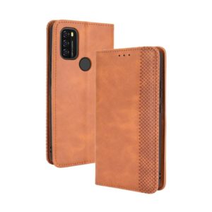 For Blackview A70 (2021) Magnetic Buckle Retro Crazy Horse Texture Horizontal Flip Leather Case with Holder & Card Slots & Photo Frame(Brown) (OEM)