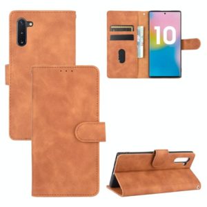For Samsung Galaxy Note10 Solid Color Skin Feel Magnetic Buckle Horizontal Flip Calf Texture PU Leather Case with Holder & Card Slots & Wallet(Brown) (OEM)
