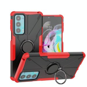 For Motorola Moto Edge 20 Armor Bear Shockproof PC + TPU Protective Phone Case with Ring Holder(Red) (OEM)