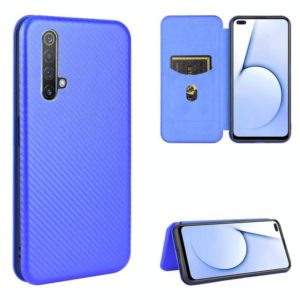 For OPPO Realme X3 Carbon Fiber Texture Horizontal Flip TPU + PC + PU Leather Case with Card Slot(Blue) (OEM)