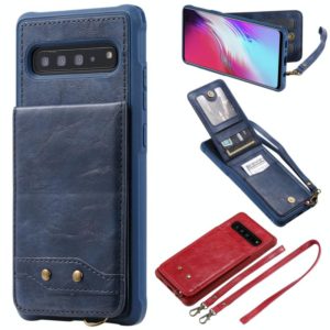 For Galaxy S10 5G Vertical Flip Wallet Shockproof Back Cover Protective Case with Holder & Card Slots & Lanyard & Photos Frames(Blue) (OEM)