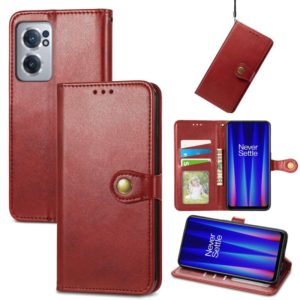 For OnePlus Nord CE 2 5G Retro Solid Color Buckle Leather Phone Case(Red) (OEM)